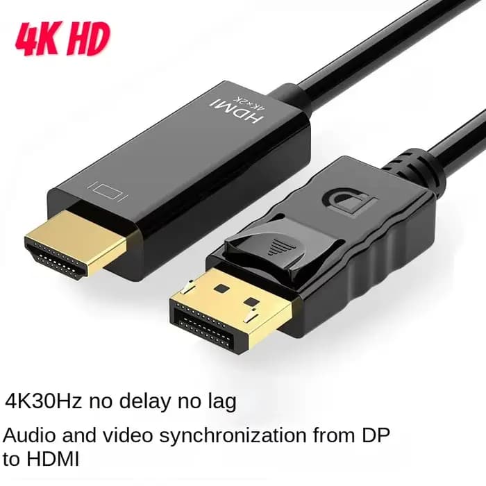 Câble Adaptateur Dp vers HDMI, 1.8m, 4K HD, pour Moniteur d'Ordinateur
