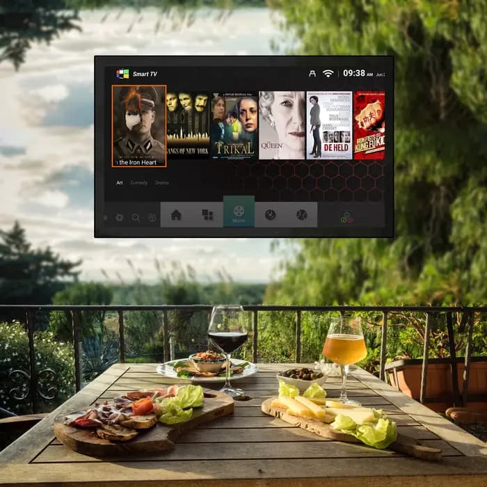 Soulaca 55 pouces étanche intelligent Android TV extérieure 2000nits plein soleil TV 4K Dolby Atmos