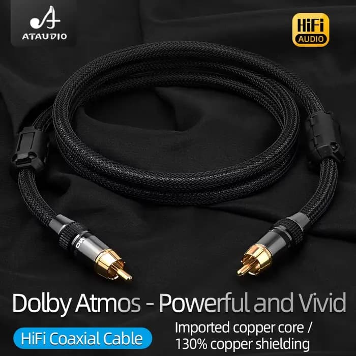ATAUDIO-Câble coaxial HiFi RCA, câble audio stéréo professionnel, connecteur mâle à mâle pour amplif