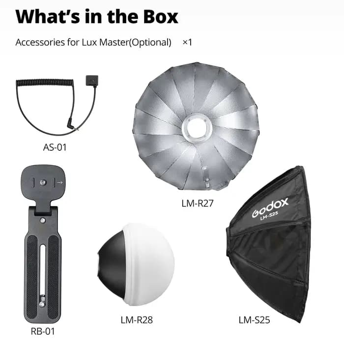 Godox Lux Master Accessoires LM-S25 Octogonal Softbox LM-R27 Type de Ventilateur Réflecteur LM-R28