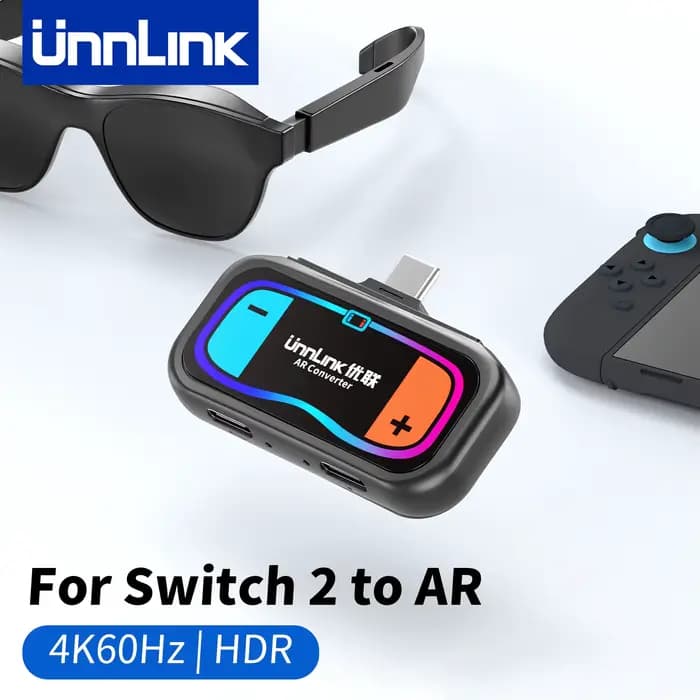 Adaptateur USB-C Unnlink 4K@60Hz pour lunettes AR et chargeur pour Nintendo Switch 2