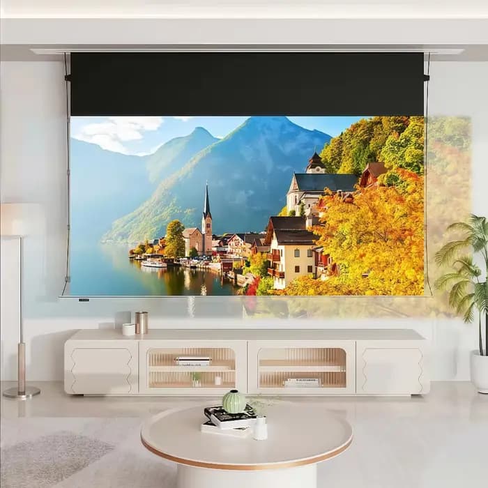 Écran de projection motorisé encastré au plafond MIVISION 8K à longue portée Fresnel ALR anti-lumière ambiante avec déclencheur USB