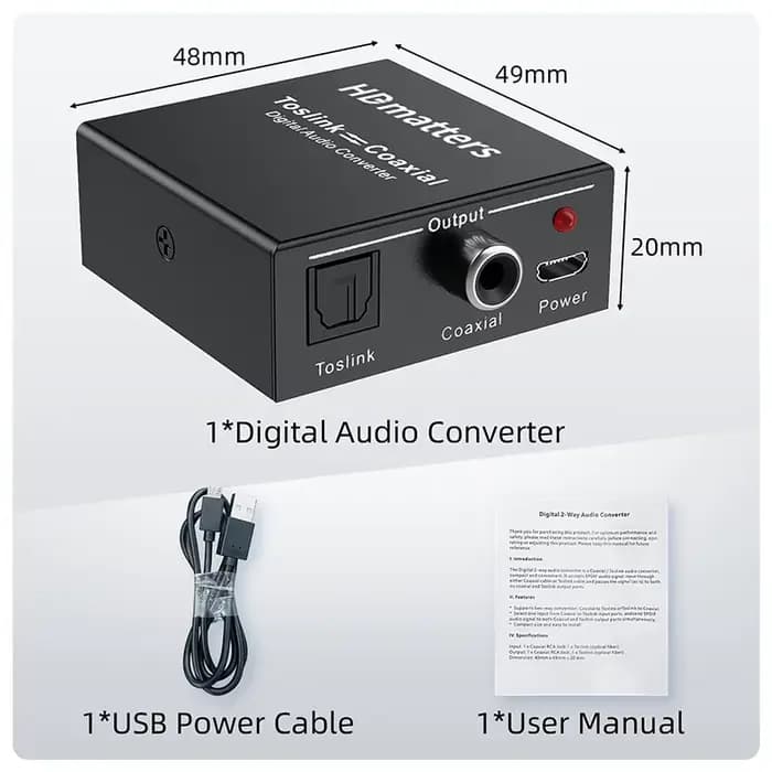 Convertisseur Audio bidirectionnel Coaxial Toslink