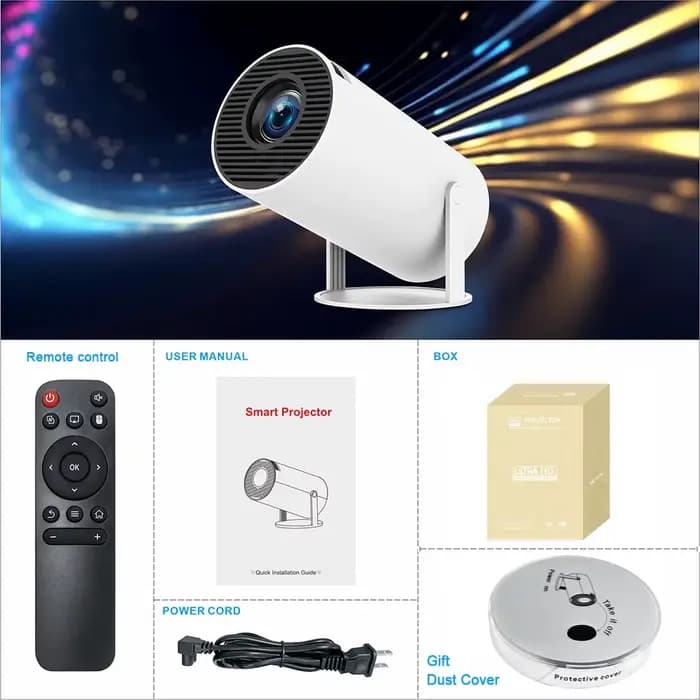 Projecteur HY300 PRO Android 11 8000 Lumens 4K Double Wifi6 260ANSI BT5.4 1080P 1280*720P Home Cinem