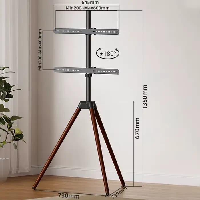 Support de télévision sur pied mobile en bois massif, meuble TV universel pour salon et chambre à co