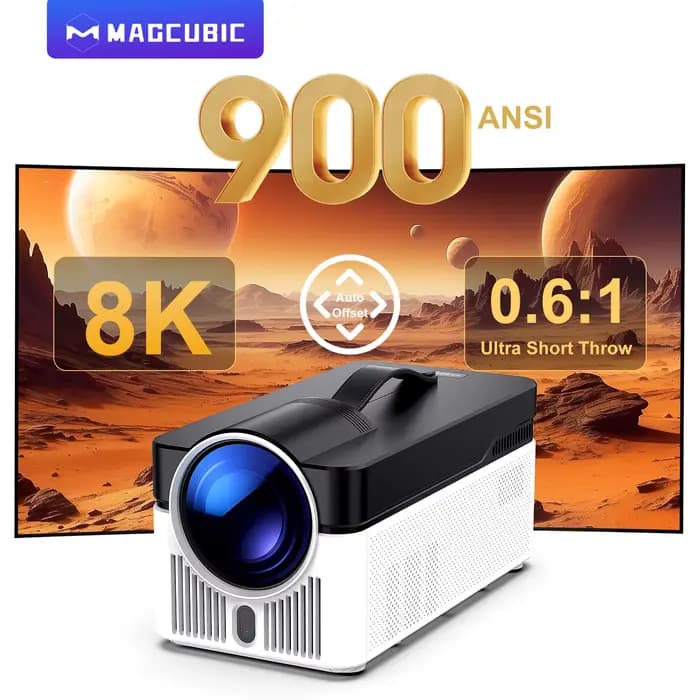 Projecteur Magcubic HY450 à jet Ultra court avec décalage automatique 1080P 8K mise au point électronique 900 ANSI WiFi6 BT5.4 Allwinner H726 Voice