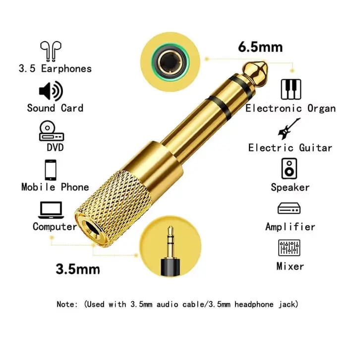 Adaptateur audio 6, 5 mm mâle vers 3
