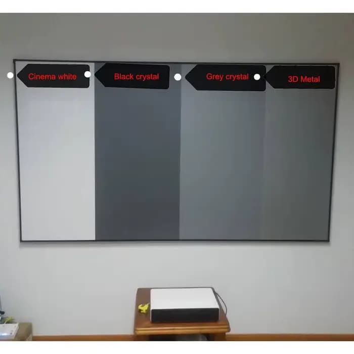 Écran de projection à cadre fixe pour projecteur laser UST 4K à jet ultra court 60-150 pouces 4 matériaux disponibles