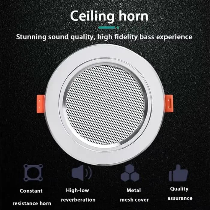 Haut-parleur de plafond de 3 pouces, 10W, système de musique de fond, salle de bains, aluminium rési