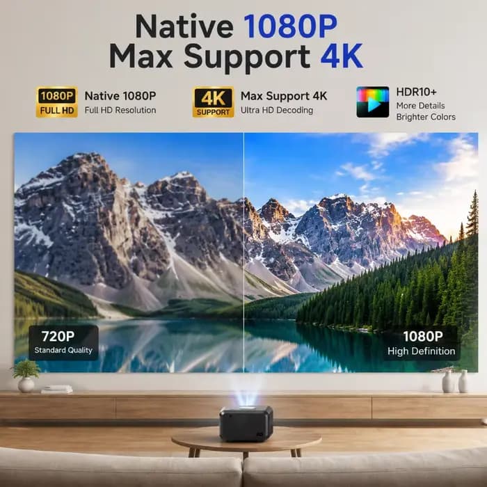 CAIWEI A6W Projecteur 4K Full HD 1080P