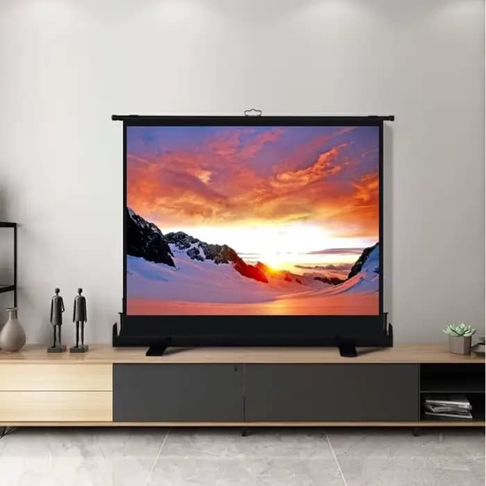 Projecteur portable rétractable plein écran en fibre de verre gris 60-120 pouces Projection avec support 16:9 4:3 pour le bureau extérieur de cinéma maison
