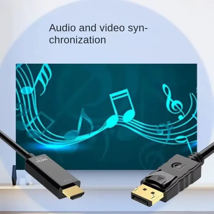 Câble Adaptateur Dp vers HDMI, 1.8m, 4K HD, pour Moniteur d'Ordinateur