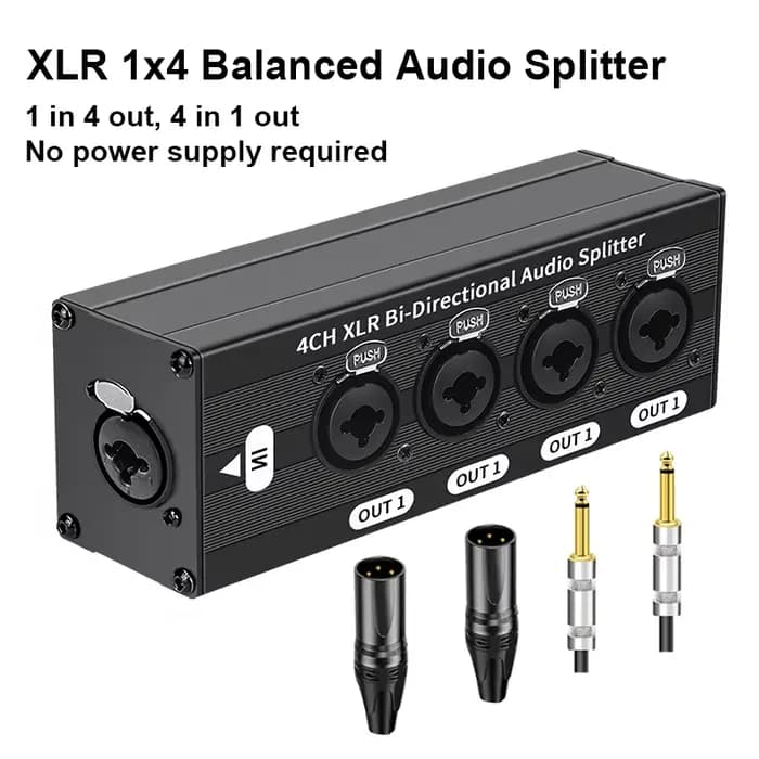 Répartiteur audio équilibré XLR 1x4 sans alimentation