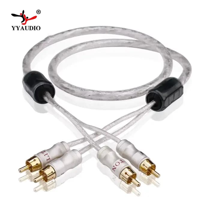 YYAUDIO Liton plaqué argent double anneau de filtre fièvre câble de Signal Audio ligne prise RCA câb