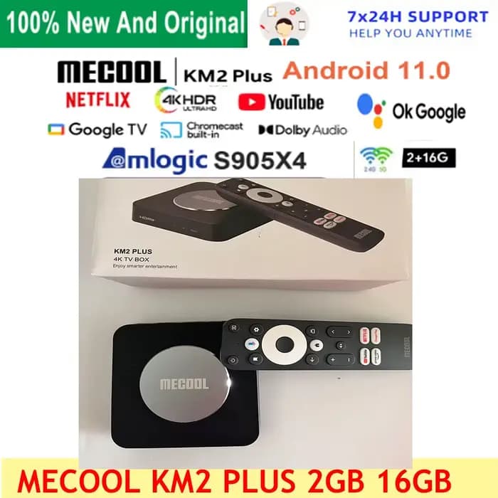Mecool KM2 Plus Smart TV Box Netflix 4K Amlogic S905X4 Android 11 DDR4 2GB 16GB SPDIF WiFi Prime vidéo Multi Streamer HDR10