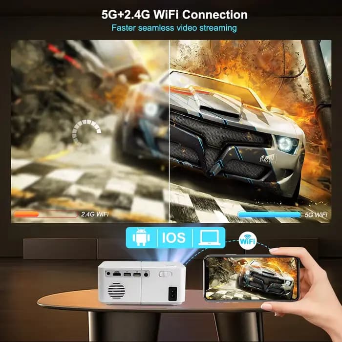 Mini projecteur HD300 4K Full HD 1080P 450ANSI Smart 5G WiFi BT