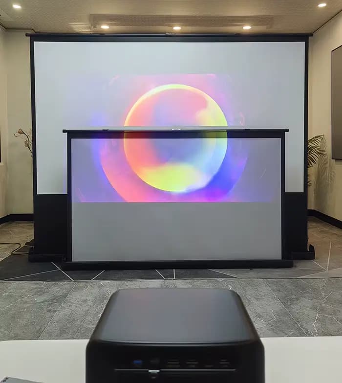Projecteur portable rétractable plein écran en fibre de verre gris 60-120 pouces Projection avec support 16:9 4:3 pour le bureau extérieur de cinéma maison
