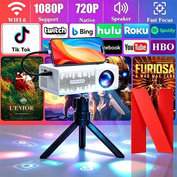 Mini projecteur intelligent prenant en charge la décodage 1080P 4K