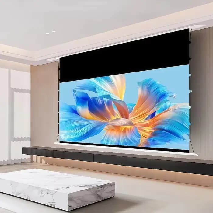 Écran de projection motorisé encastré au plafond MIVISION 8K à longue portée Fresnel ALR anti-lumière ambiante avec déclencheur USB