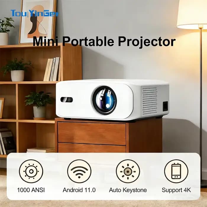 Projecteur Ultra Mini Everycom TouYinger L9W 1000ANSI Full HD 1080P avec Correction Trapézoïdale Aut
