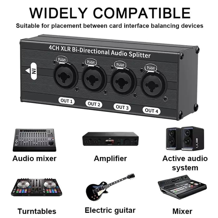 Répartiteur audio XLR équilibré 3 broches 1 entrée 4 sorties