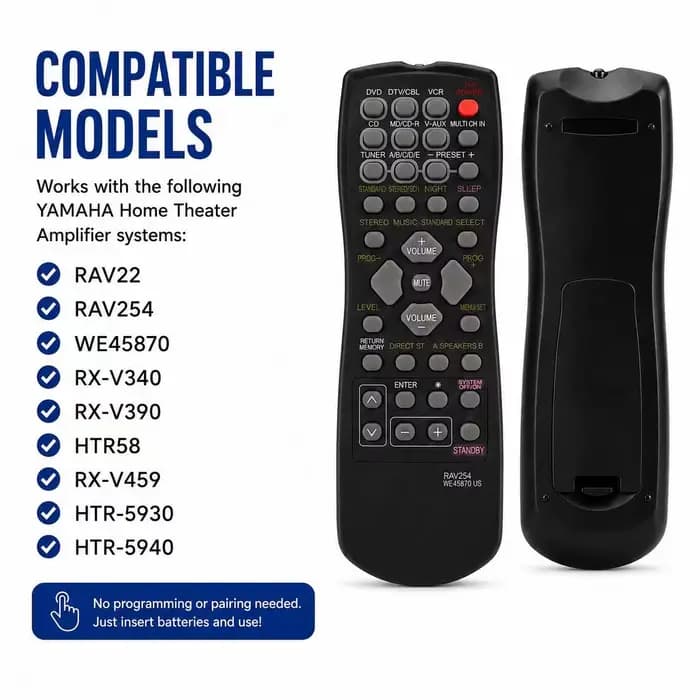 Télécommandes de remplacement pour amplificateur de cinéma maison YAMAHA RAV22 RAV254 WE45870 RX-V340 RX-V390 HTR58 RX-V459 HTR-5930 HTR-5940