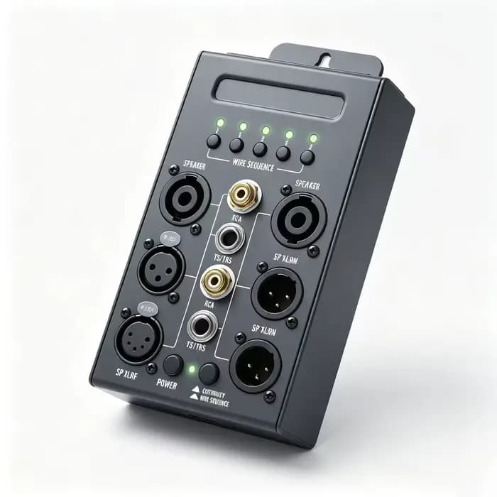 Testeur de câbles audio, détecteur XLR TRS RCA DMX, contrôle défauts de soudure, continuité, séquenc