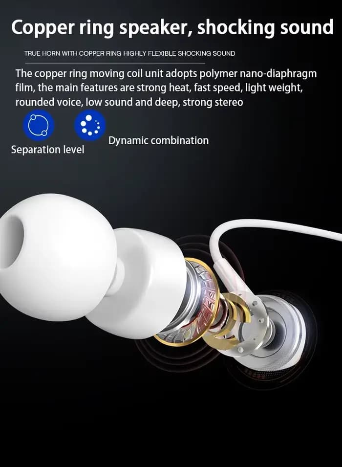 Dolby Sound dans l'oreille écouteur HIFI caisson de basses universel 3.5mm casque filaire avec micro