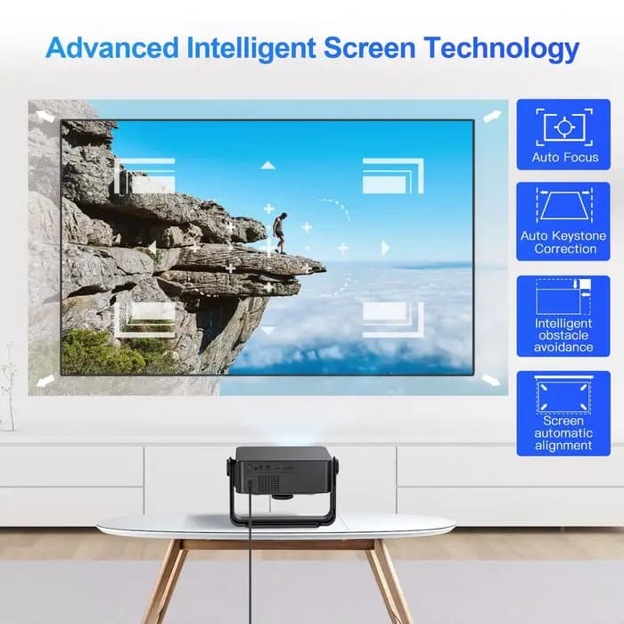 Projecteur XNANO natif 1080P Android 13 avec mise au point automatique et correction trapézoïdale 360° °