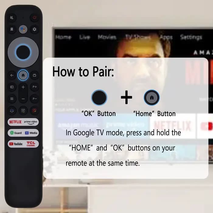 Télécommande de remplacement TCL RC902V pour TV Android Mini-LED QLED 4K UHD