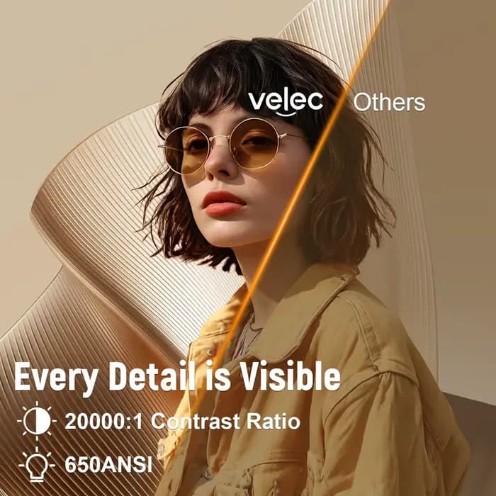 Projecteur Velec TP350 sous licence Netflix 4K 1080P Android 13 650ANSI Wifi6 BT5.2 avec correction automatique de la