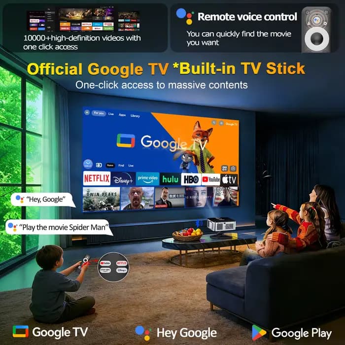 Projecteur 4K HORLAT T03 40000 Lumens Android 11 pour extérieur