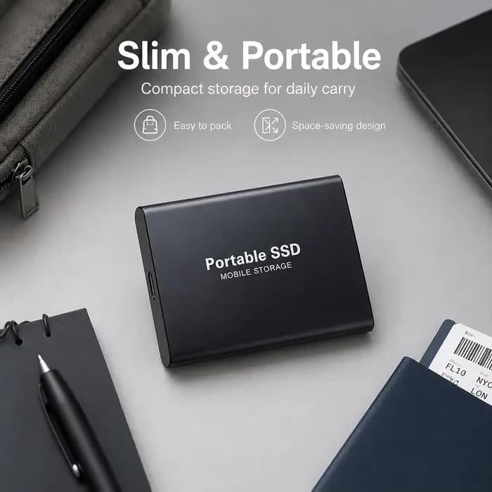 Disque SSD portable USB Type-C pour la sauvegarde des fichiers informatiques