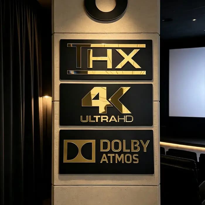 Plaque Murale Personnalisée HOME CINEMA 4K Ultra HD en Acrylique Premium pour Décoration de Salle de Cinéma à Domicile, Cadeau pour Salle de Films