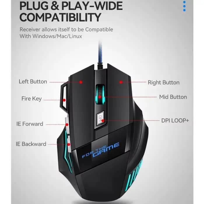 1 PC nouvelle souris de jeu USB hyperspeed rvb rétro-éclairé