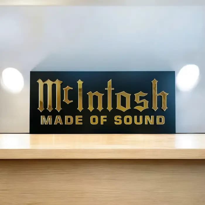 Panneau mural McIntosh – Plaque en acrylique miroir doré pour salle de cinéma, salle de son et décor