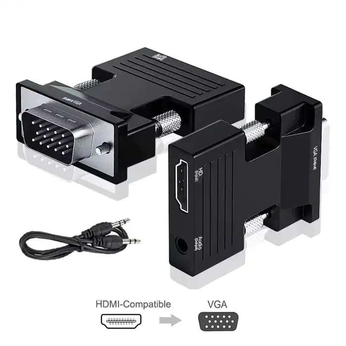 Adaptateur HDMI vers VGA HD 1080P avec câble Audio 3.5mm pour PC portable TV Box projecteur convertisseur