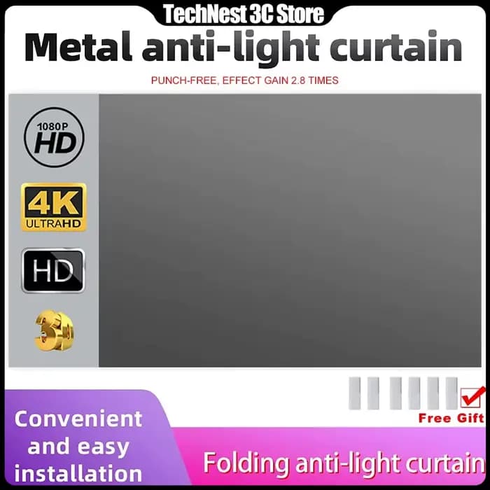 Pour tous les écrans de projecteur réfléchissants améliorer haute luminosité 60 100 120 pouces tissu HD pliable Projection rideau Portable