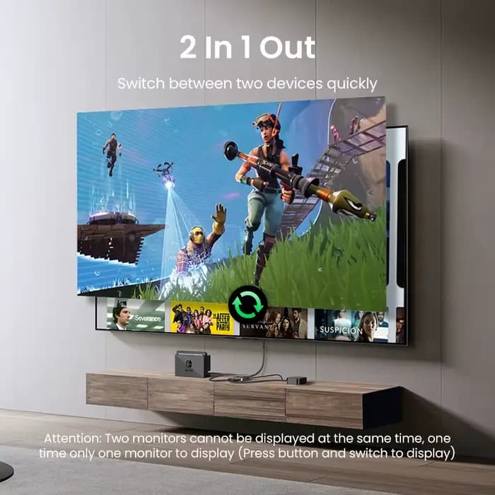 UGREEN HDMI 2.1 commutateur 8K 60Hz 2 en 1 bouton manuel de sortie pour PS5 Xbox série X TV Xiaomi moniteur projecteur