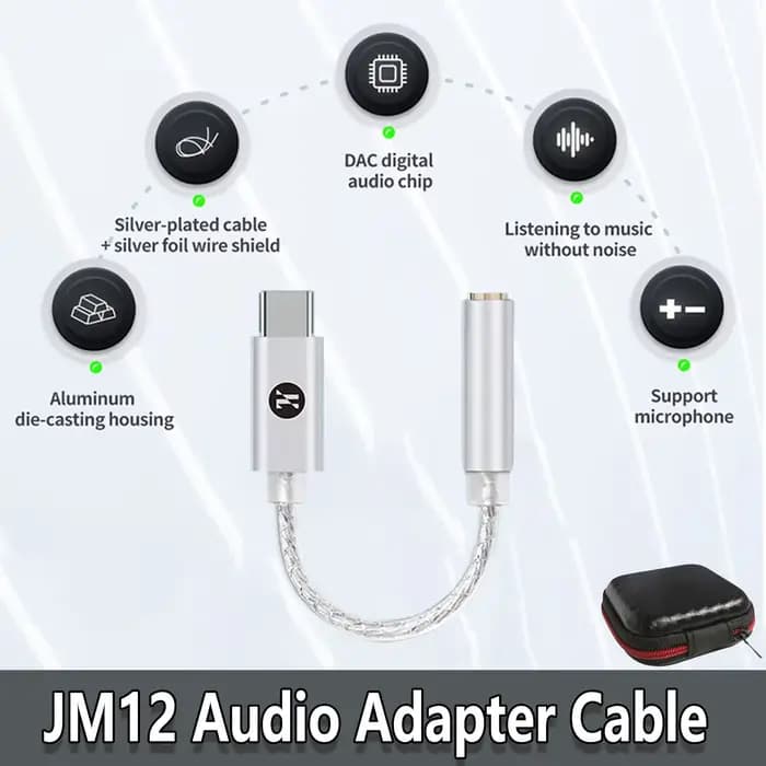JCALLY JM12 amplificateur d'oreille puce DAC Audio haute résolution/DSD128 KT02H20 type-c à 3.5mm 32Bits 384KHz