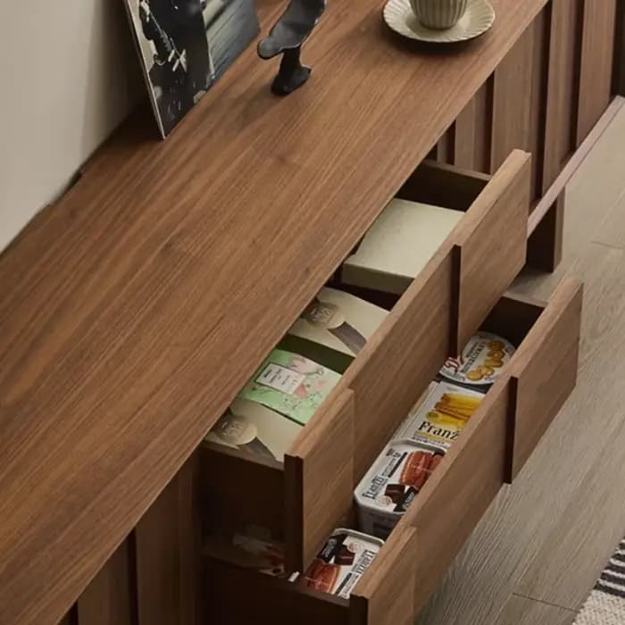 Meuble TV en Bois Massif Rétro Tan
