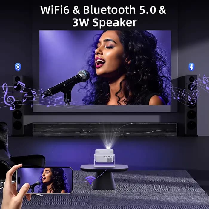 Projecteur Xnano HA109 4K Android 11 Double Wifi6 200ANSI Allwinner H723 BT5.0 720P 1280*720P Home Cinema