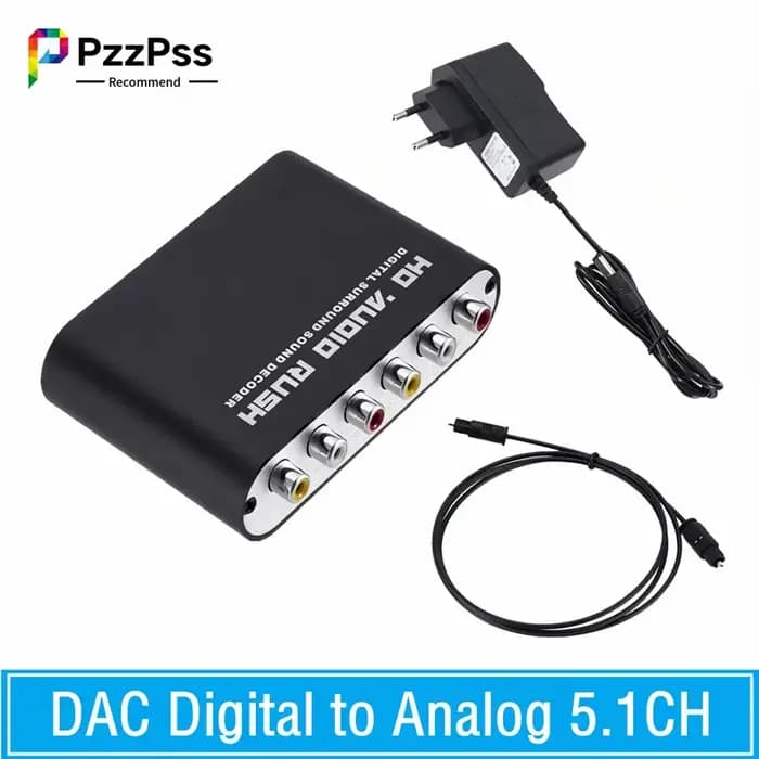 AC3 Audio numérique vers analogique 5.1 canaux stéréo convertisseur DAC optique SPDIF Coaxial AUX 3.5mm à 6