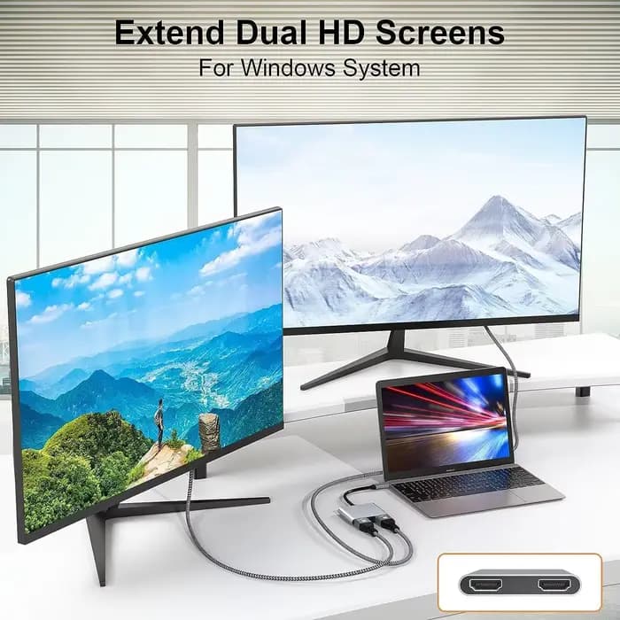 Adaptateur d'affichage USB C Thunderbolt3 vers double HD 4K