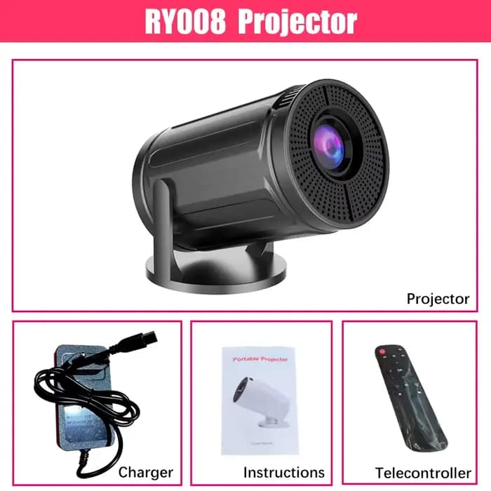 Projecteur RUSMR RY008 PRO 4K Android Double Wifi6 290ANSI Allwinner H713 BT5.0 1080P 1280*720P Ciné