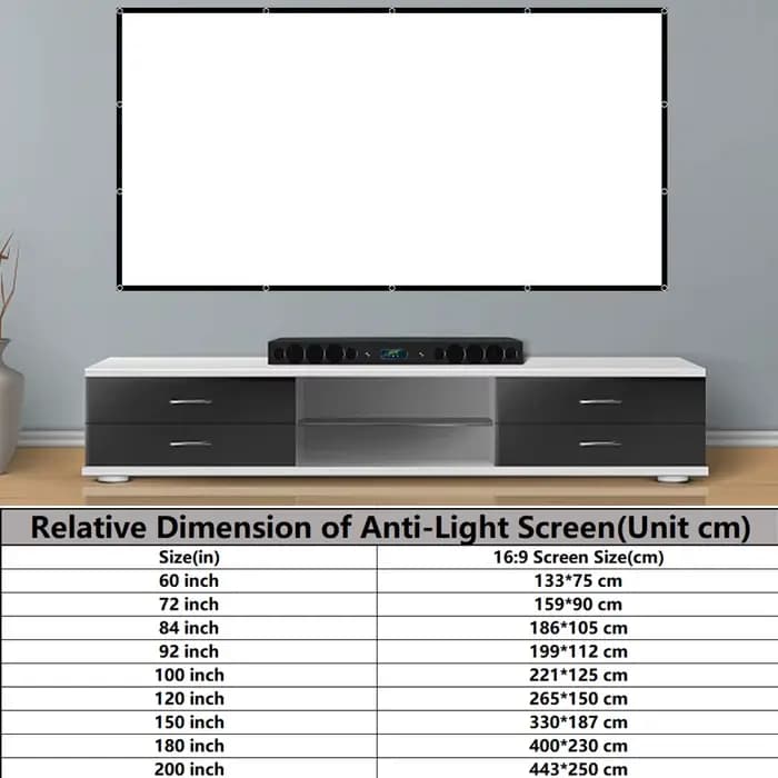 Écran de projecteur souple haute densité blanc moins de plis 60-200 pouces Support pliable portable Projection double face film extérieur