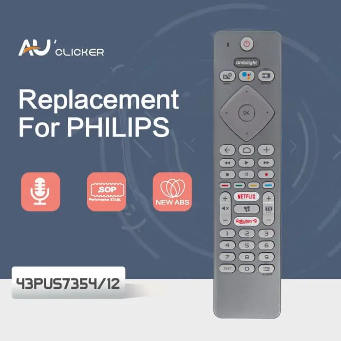Télécommande TV vocale 43PUS7354/12 pour Philips série 7300