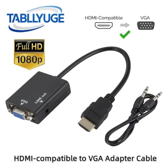 Adaptateur HDMI vers VGA avec convertisseur de câble Audio HD1080P pour PC portable
