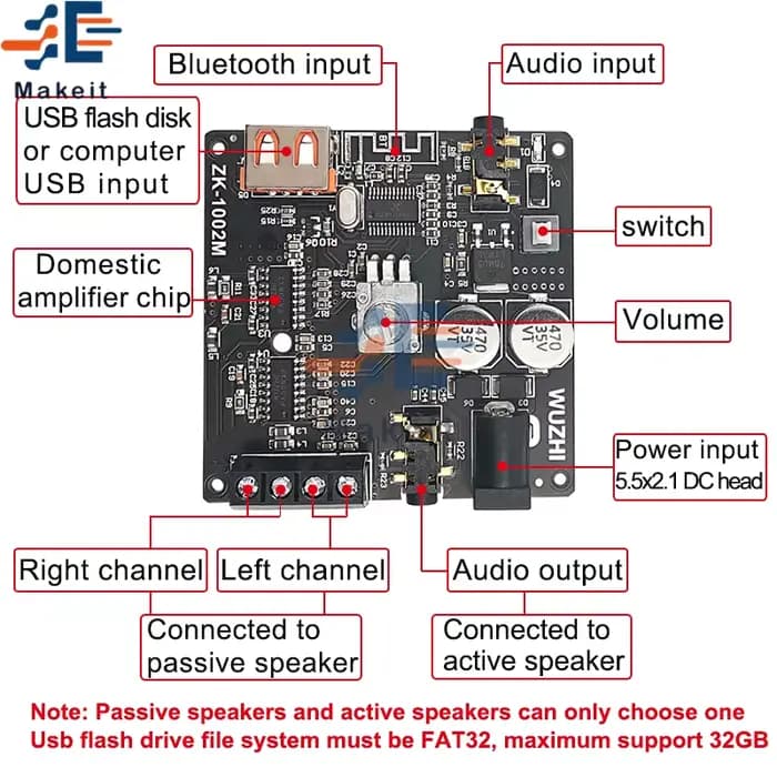 1002M 100W + 100W Bluetooth 5.0 Puissance Audio Amplificateur Conseil Pour HautréusStéréo Médailles Amplificador Home
