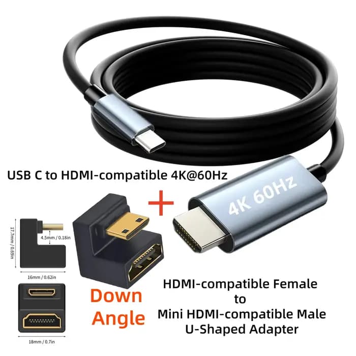 Câble USB C vers Mini HDMI 4K @ 60Hz, Compatible avec Samsung Phone série 16/15 Macbook Pro, moniteu